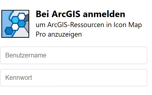 Das Fenster Bei ArcGIS anmelden mit den Feldern Benutzername und Kennwort