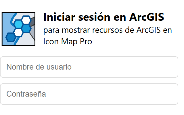 La ventana Iniciar sesión en ArcGIS con los cuadros Nombre de usuario y Contraseña