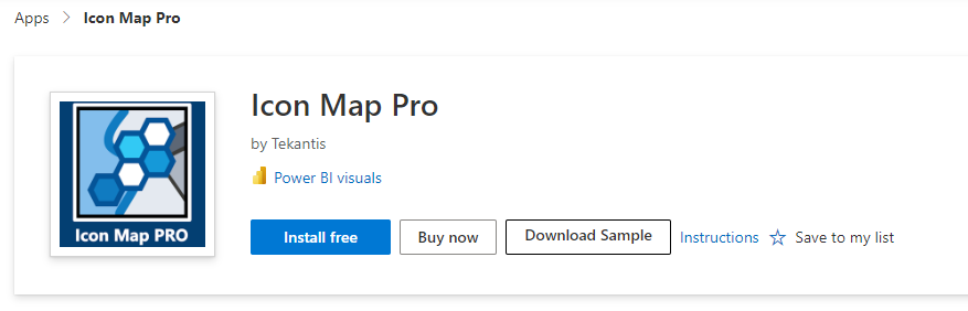 The Icon Map Pro listing on Microsoft AppSource with the Buy Now button