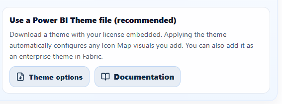 The Theme options panel in the Icon Map portal with the two download choices